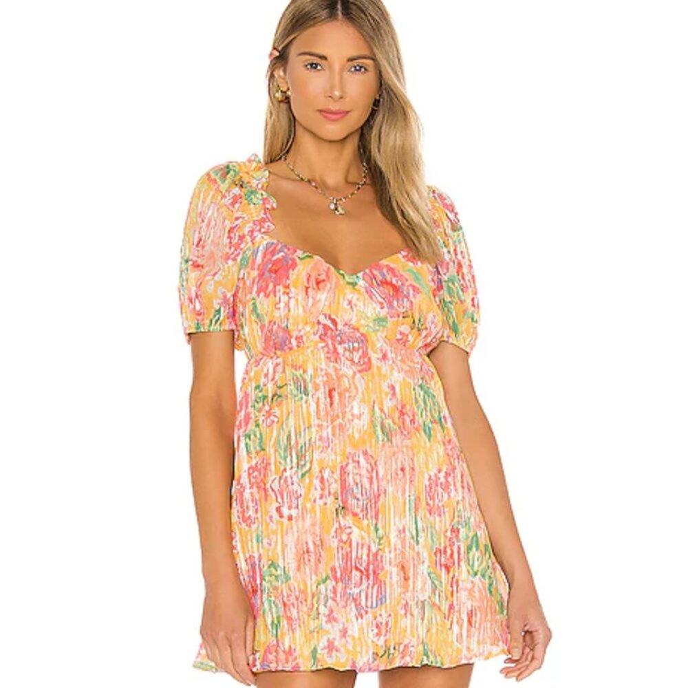 Lovers & Friends Pearl Mini Swing Dress in Tangerine Floral NWT Size Small